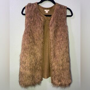 Xhilaration Brown Faux Fur Vest Cardigan